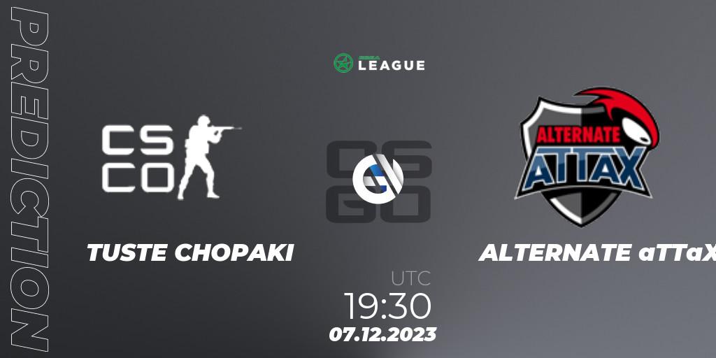 Prognose für das Spiel TUSTE CHOPAKI VS ALTERNATE aTTaX. 07.12.2023 at 19:30. Counter-Strike (CS2) - ESEA Season 47: Advanced Division - Europe