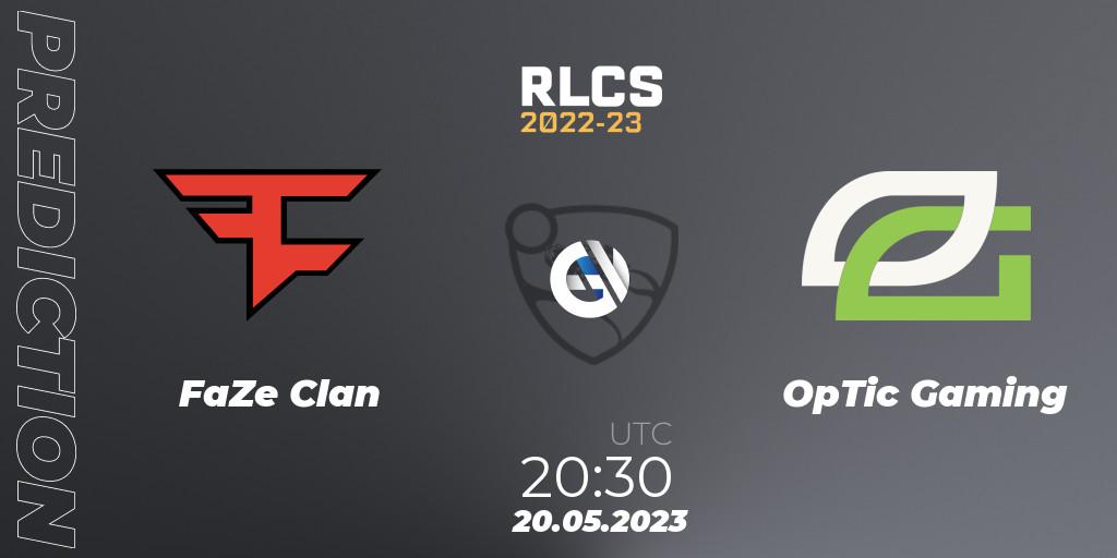 Prognose für das Spiel FaZe Clan VS OpTic Gaming. 20.05.2023 at 20:30. Rocket League - RLCS 2022-23 - Spring: North America Regional 2 - Spring Cup