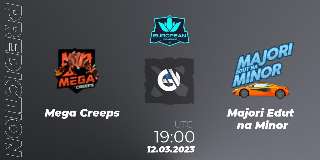 Prognose für das Spiel Mega Creeps VS Majori Edut na Minor. 12.03.23. Dota 2 - European Pro League Season 7