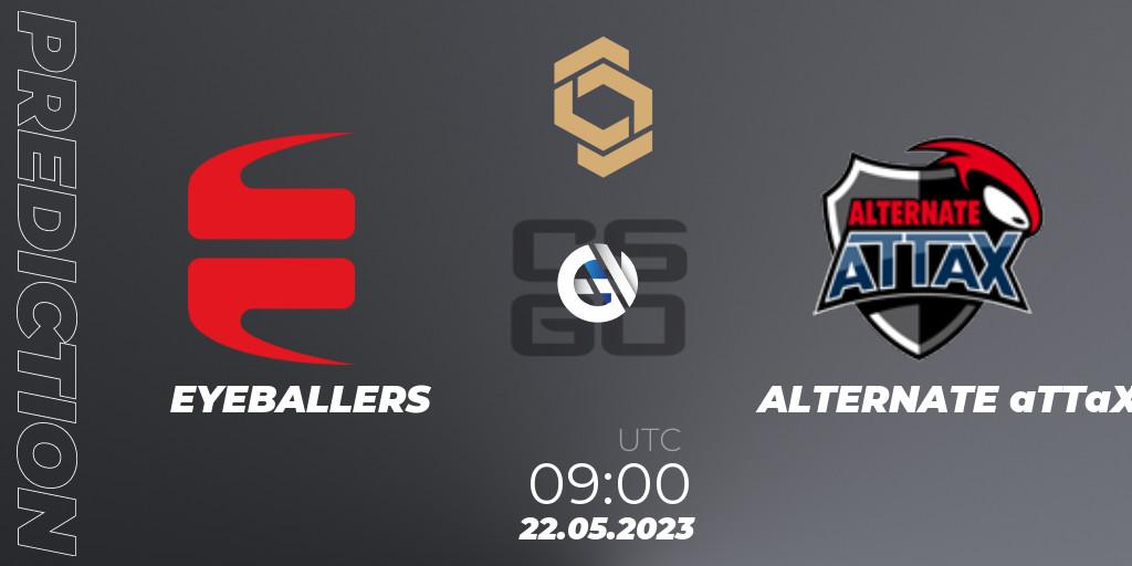 Prognose für das Spiel EYEBALLERS VS ALTERNATE aTTaX. 22.05.2023 at 09:00. Counter-Strike (CS2) - CCT South Europe Series #4