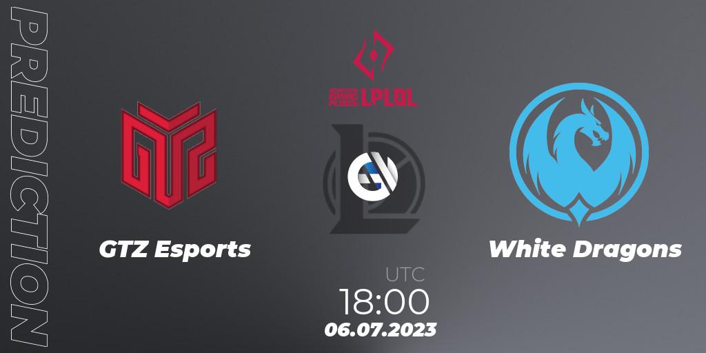 Prognose für das Spiel GTZ Esports VS White Dragons. 06.07.2023 at 18:00. LoL - LPLOL Split 2 2023 - Group Stage