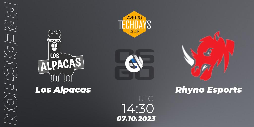 Prognose für das Spiel Los Alpacas VS Rhyno Esports. 07.10.2023 at 14:30. Counter-Strike (CS2) - Aveiro Techdays Cup 2023