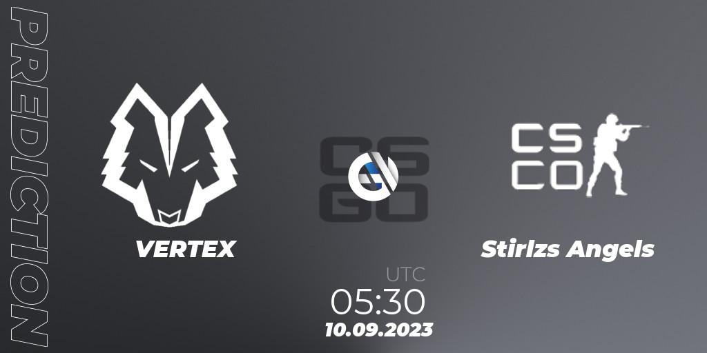 Prognose für das Spiel VERTEX VS Stirlzs Angels. 10.09.23. CS2 (CS:GO) - CCT Oceania Series #1