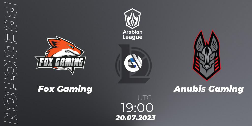 Prognose für das Spiel Fox Gaming VS Anubis Gaming. 20.07.2023 at 19:30. LoL - Arabian League Summer 2023 - Group Stage