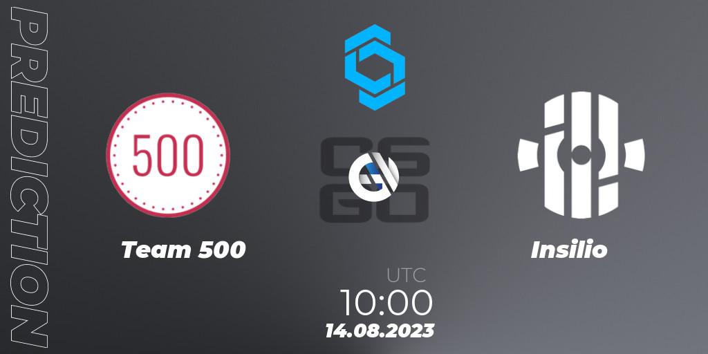 Prognose für das Spiel Team 500 VS Insilio. 14.08.23. CS2 (CS:GO) - CCT East Europe Series #1