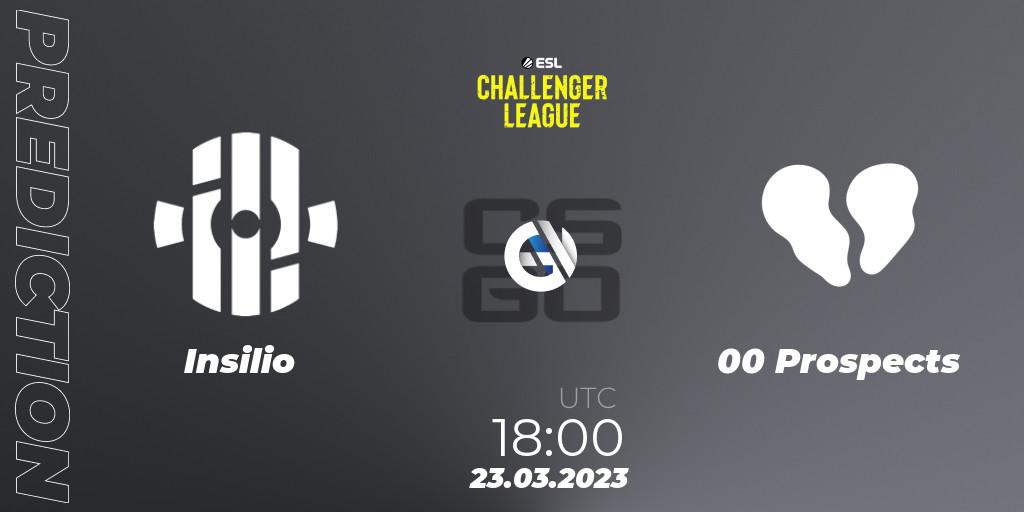 Prognose für das Spiel Insilio VS 00 Prospects. 23.03.23. CS2 (CS:GO) - ESL Challenger League Season 44 Relegation: Europe
