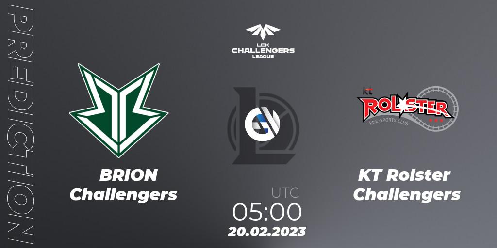 Prognose für das Spiel Brion Esports Challengers VS KT Rolster Challengers. 20.02.2023 at 05:00. LoL - LCK Challengers League 2023 Spring