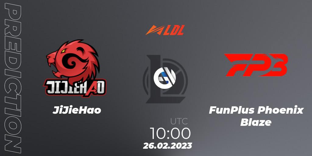 Prognose für das Spiel JiJieHao VS FunPlus Phoenix Blaze. 26.02.2023 at 11:00. LoL - LDL 2023 - Regular Season