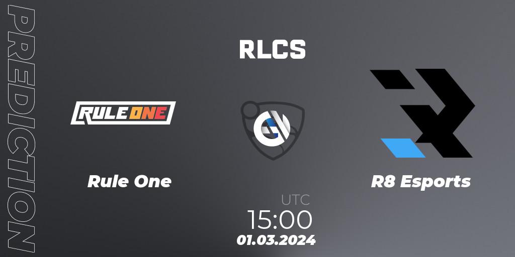 Prognose für das Spiel Rule One VS R8 Esports. 01.03.24. Rocket League - RLCS 2024 - Major 1: MENA Open Qualifier 3