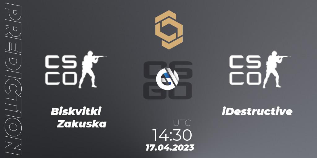 Prognose für das Spiel Biskvitki Zakuska VS iDestructive. 17.04.2023 at 14:30. Counter-Strike (CS2) - CCT South Europe Series #4: Closed Qualifier