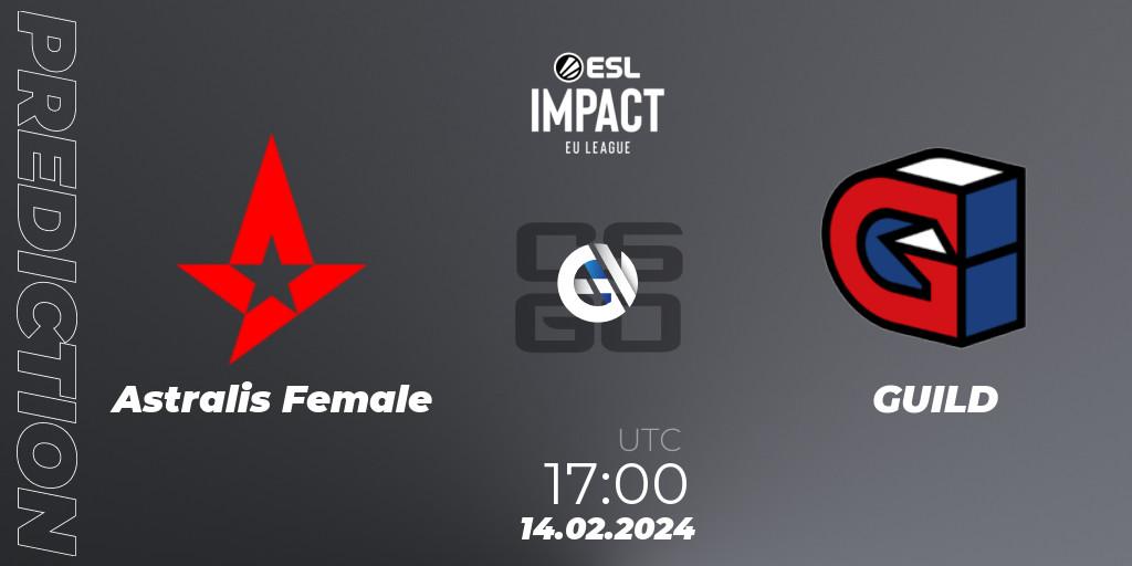 Prognose für das Spiel Astralis Female VS GUILD. 14.02.24. CS2 (CS:GO) - ESL Impact League Season 5: European Division - Open Qualifier #1