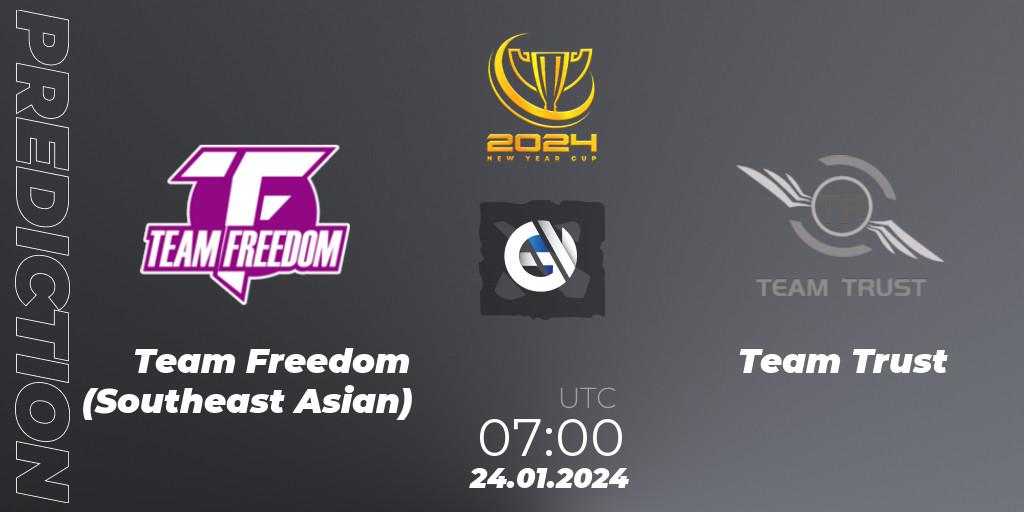 Prognose für das Spiel Team Freedom (Southeast Asian) VS Team Trust. 24.01.2024 at 07:02. Dota 2 - New Year Cup 2024