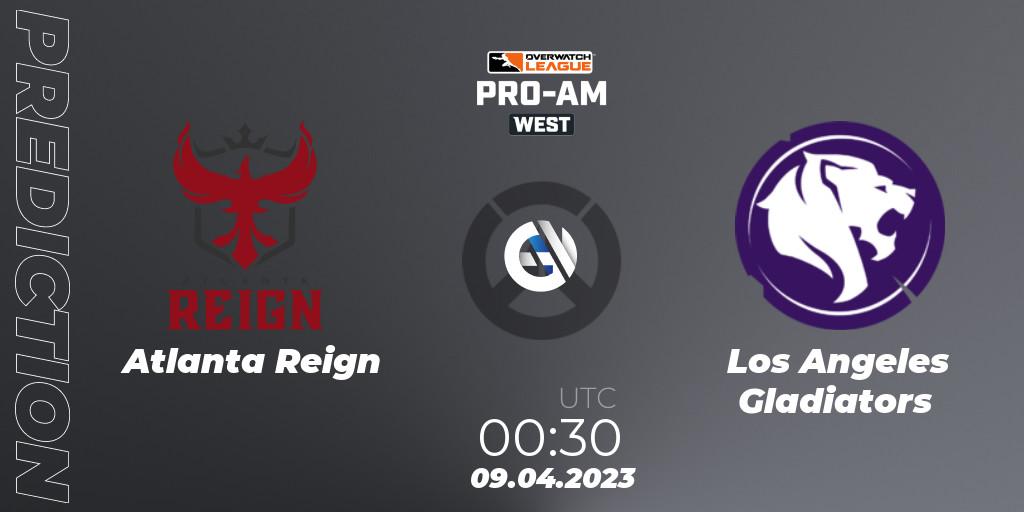 Prognose für das Spiel Atlanta Reign VS Los Angeles Gladiators. 09.04.23. Overwatch - Overwatch League 2023 - Pro-Am