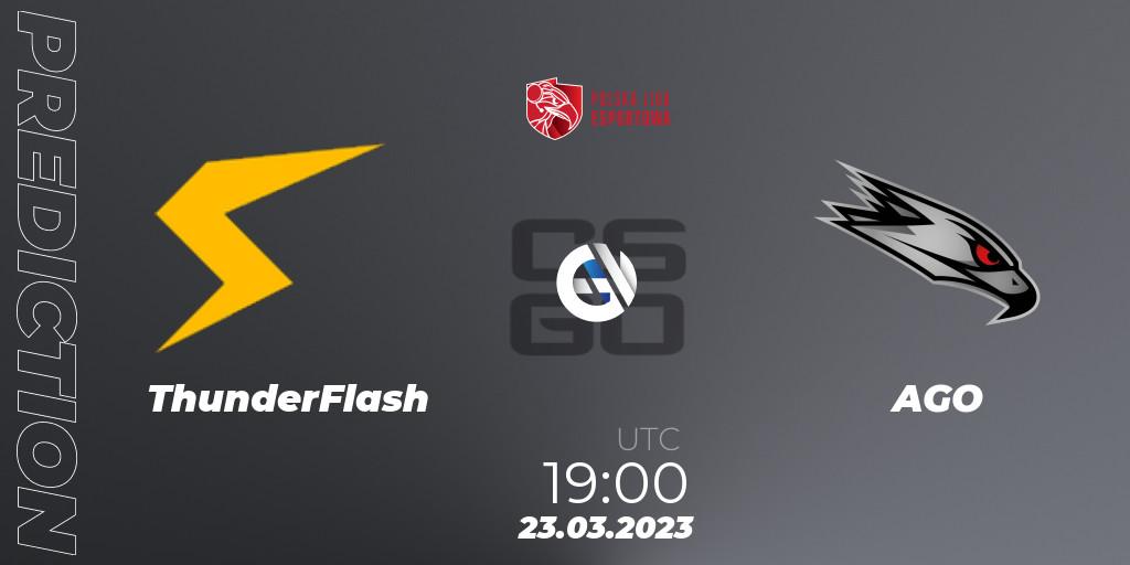 Prognose für das Spiel ThunderFlash VS AGO. 24.03.23. CS2 (CS:GO) - Polska Liga Esportowa 2023: Split #1