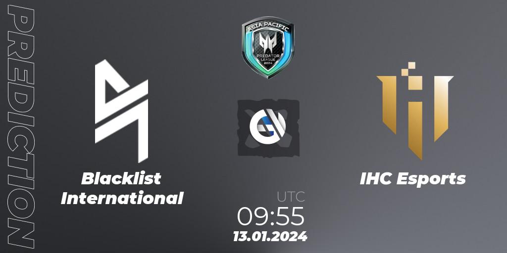 Prognose für das Spiel Blacklist International VS IHC Esports. 13.01.24. Dota 2 - Asia Pacific Predator League 2024