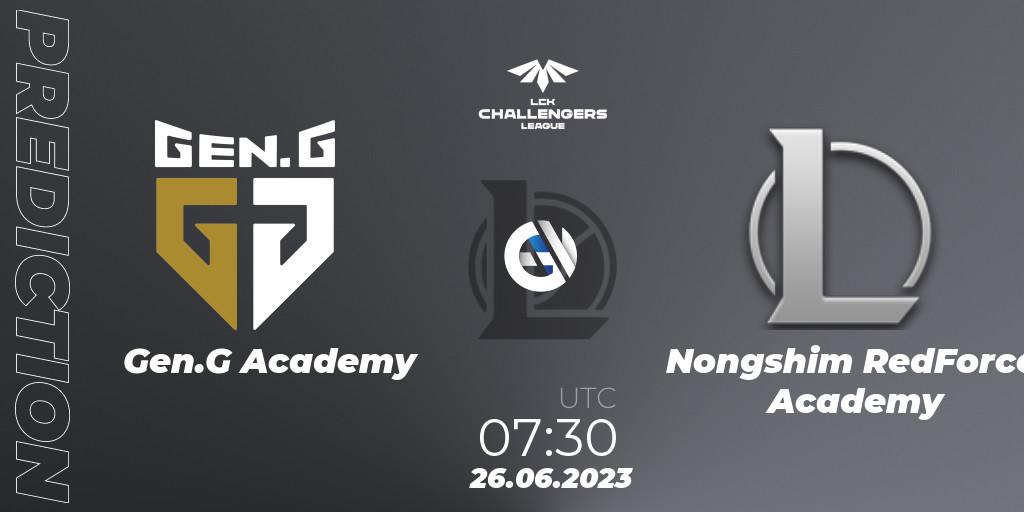 Prognose für das Spiel Gen.G Academy VS Nongshim RedForce Academy. 26.06.23. LoL - LCK Challengers League 2023 Summer - Group Stage