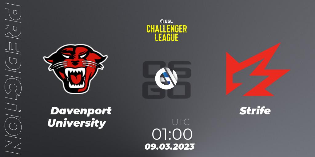 Prognose für das Spiel Davenport University VS Strife. 09.03.23. CS2 (CS:GO) - ESL Challenger League Season 44: North America