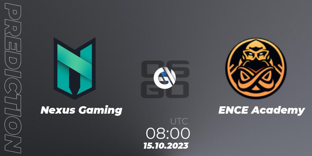 Prognose für das Spiel Nexus Gaming VS ENCE Academy. 15.10.2023 at 08:00. Counter-Strike (CS2) - European Pro League Season 11: Division 2