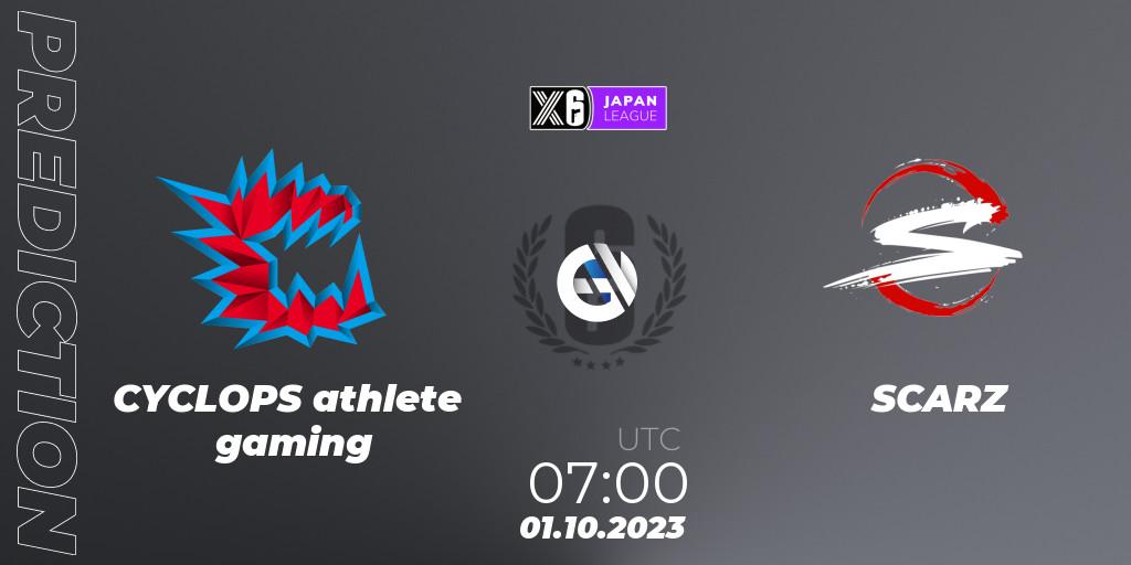 Prognose für das Spiel CYCLOPS athlete gaming VS SCARZ. 01.10.23. Rainbow Six - Japan League 2023 - Stage 2