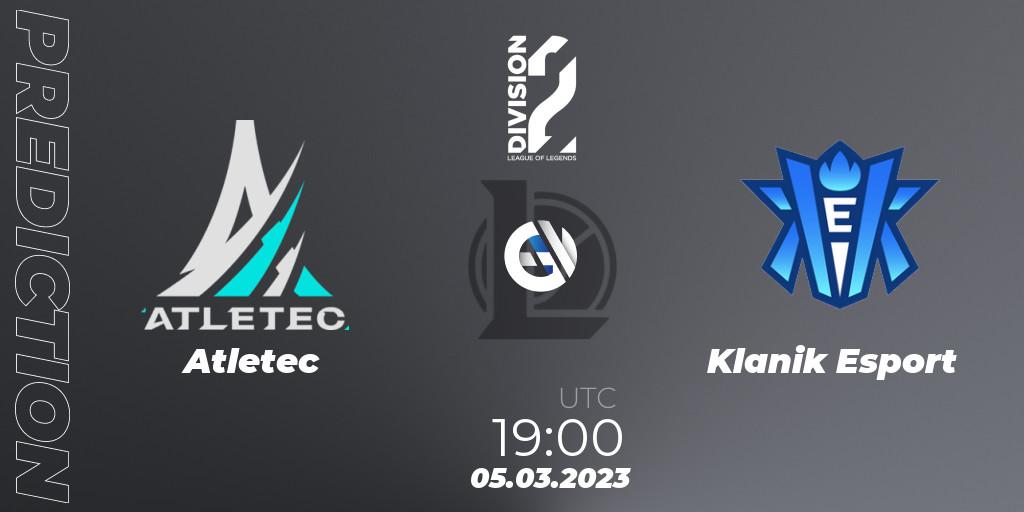 Prognose für das Spiel Atletec VS Klanik Esport. 05.03.2023 at 19:00. LoL - LFL Division 2 Spring 2023 - Group Stage
