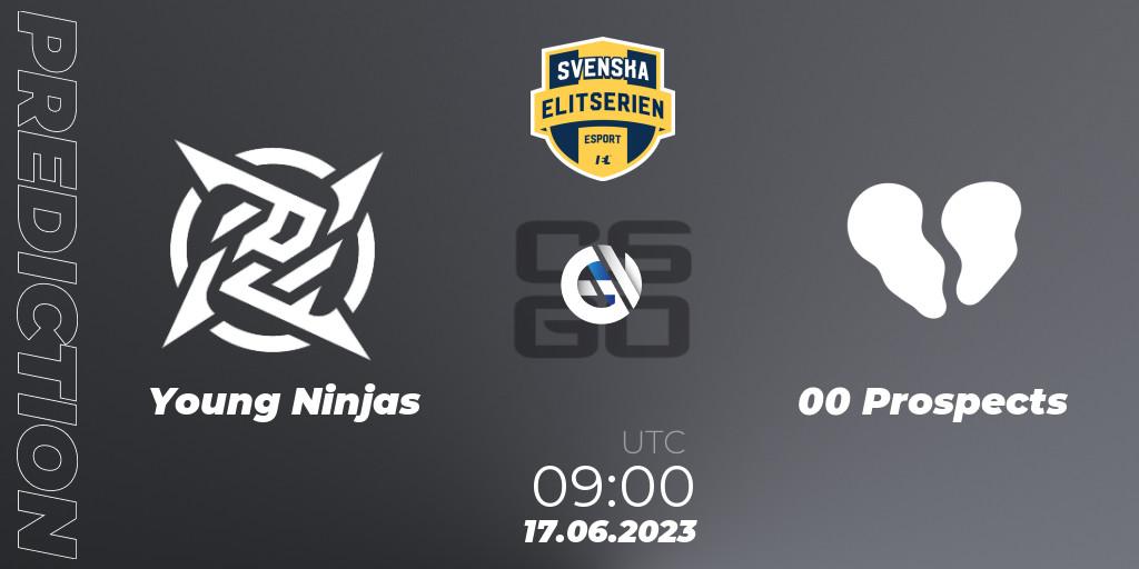 Prognose für das Spiel Young Ninjas VS 00 Prospects. 17.06.23. CS2 (CS:GO) - Svenska Elitserien Spring 2023
