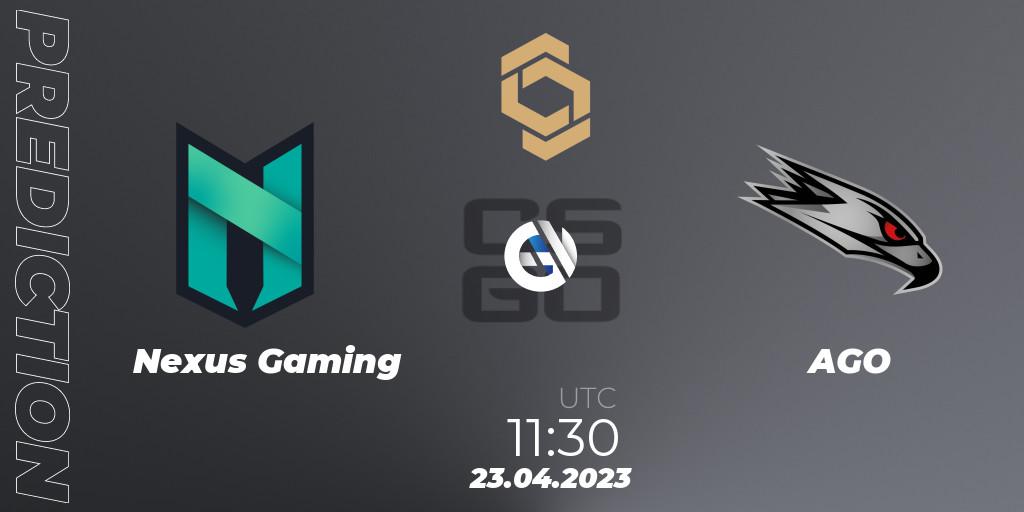 Prognose für das Spiel Nexus Gaming VS AGO. 23.04.23. CS2 (CS:GO) - CCT South Europe Series #4