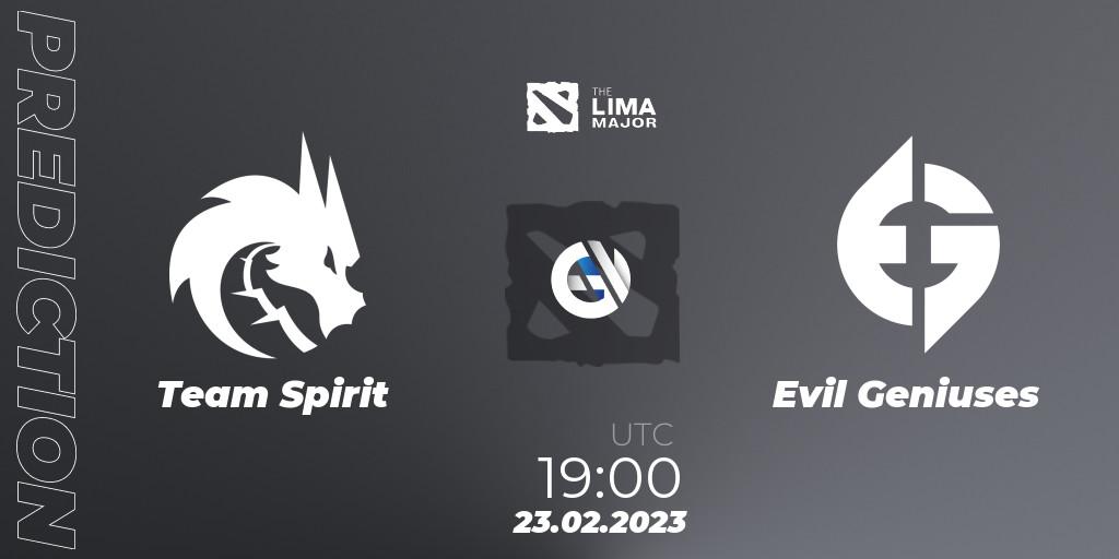 Prognose für das Spiel Team Spirit VS Evil Geniuses. 23.02.23. Dota 2 - The Lima Major 2023