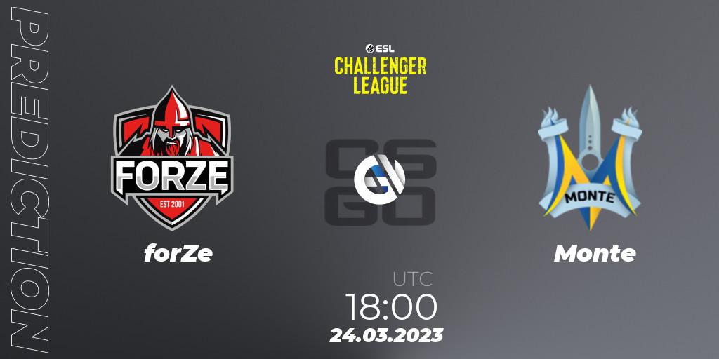 Prognose für das Spiel forZe VS Monte. 24.03.23. CS2 (CS:GO) - ESL Challenger League Season 44: Europe