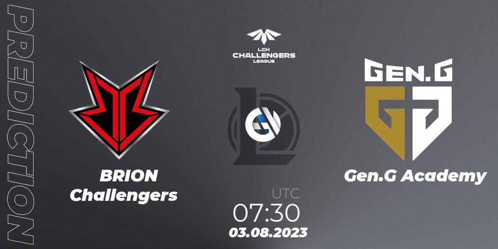 Prognose für das Spiel BRION Challengers VS Gen.G Academy. 03.08.23. LoL - LCK Challengers League 2023 Summer - Group Stage