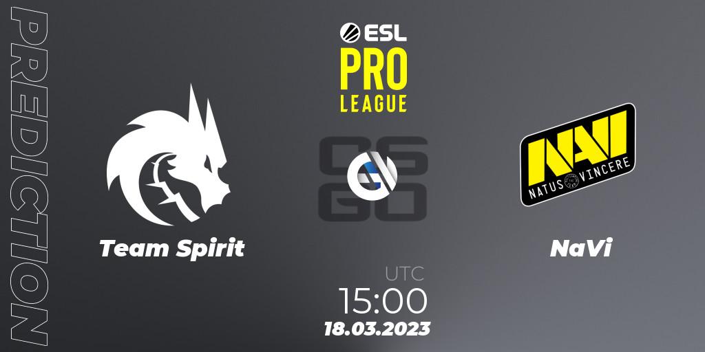 Prognose für das Spiel Team Spirit VS NaVi. 18.03.23. CS2 (CS:GO) - ESL Pro League Season 17