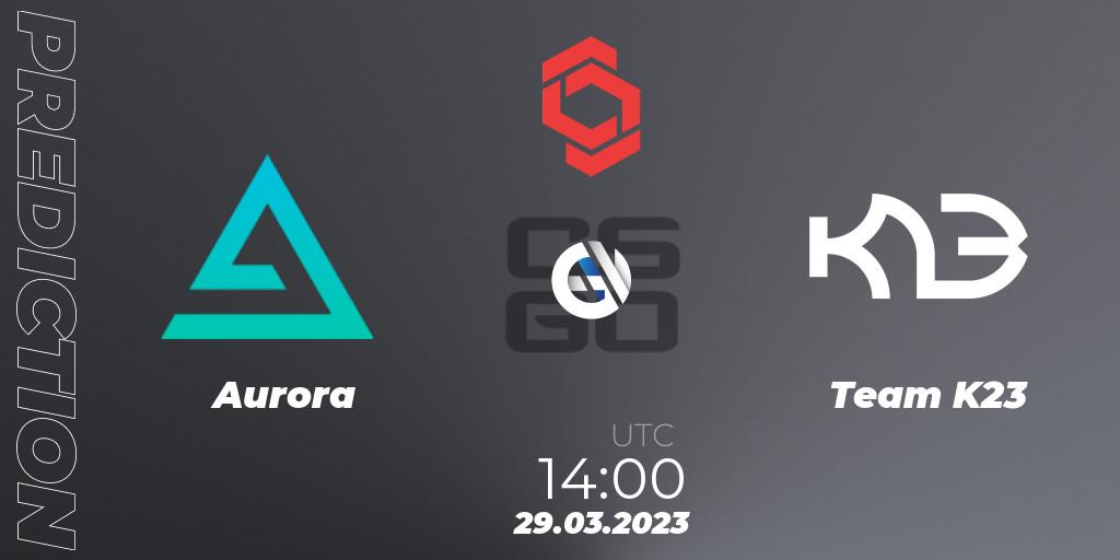 Prognose für das Spiel Aurora VS Team K23. 29.03.23. CS2 (CS:GO) - CCT Central Europe Series #5