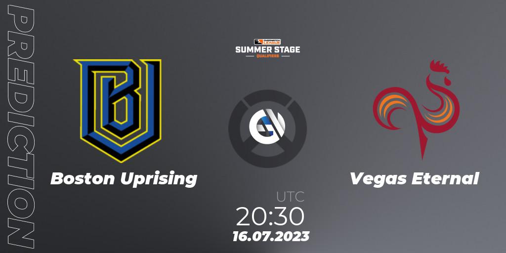 Prognose für das Spiel Boston Uprising VS Vegas Eternal. 16.07.23. Overwatch - Overwatch League 2023 - Summer Stage Qualifiers