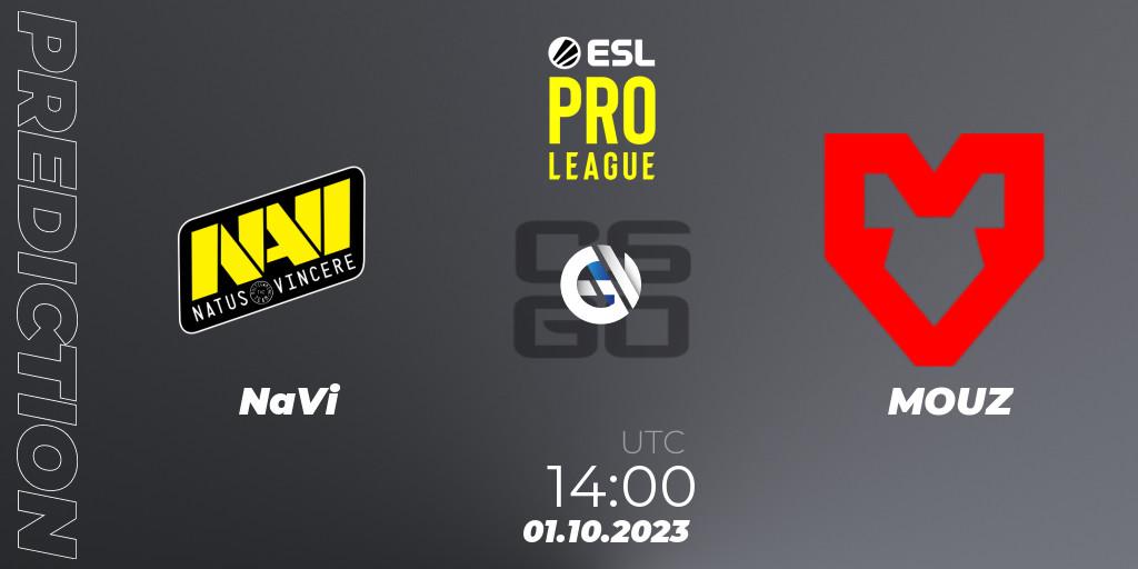Prognose für das Spiel NaVi VS MOUZ. 01.10.23. CS2 (CS:GO) - ESL Pro League Season 18