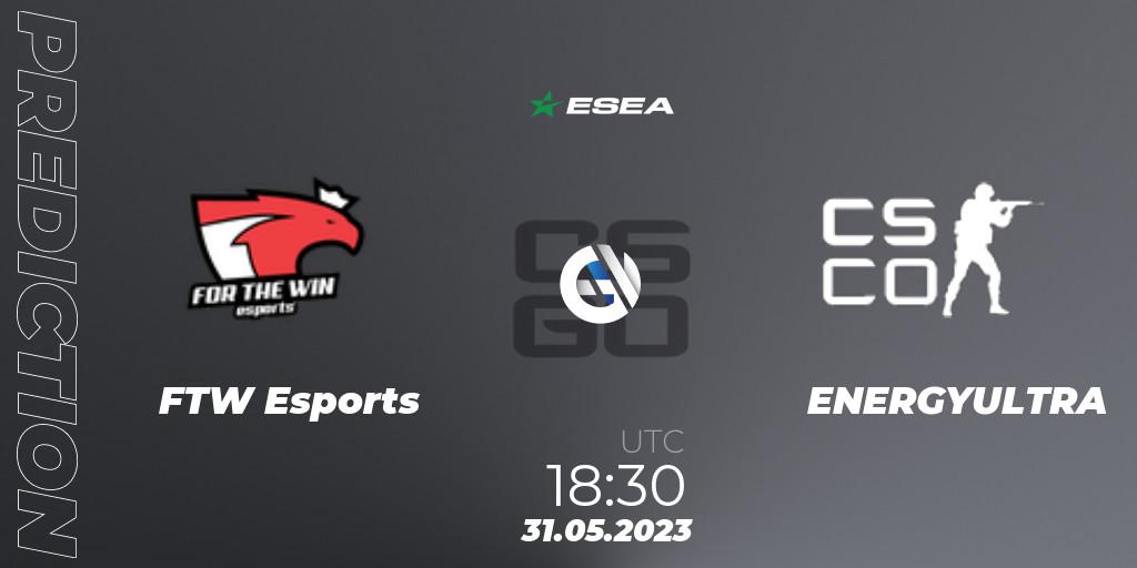 Prognose für das Spiel FTW Esports VS ENERGYULTRA. 31.05.23. CS2 (CS:GO) - ESEA Advanced Season 45 Europe
