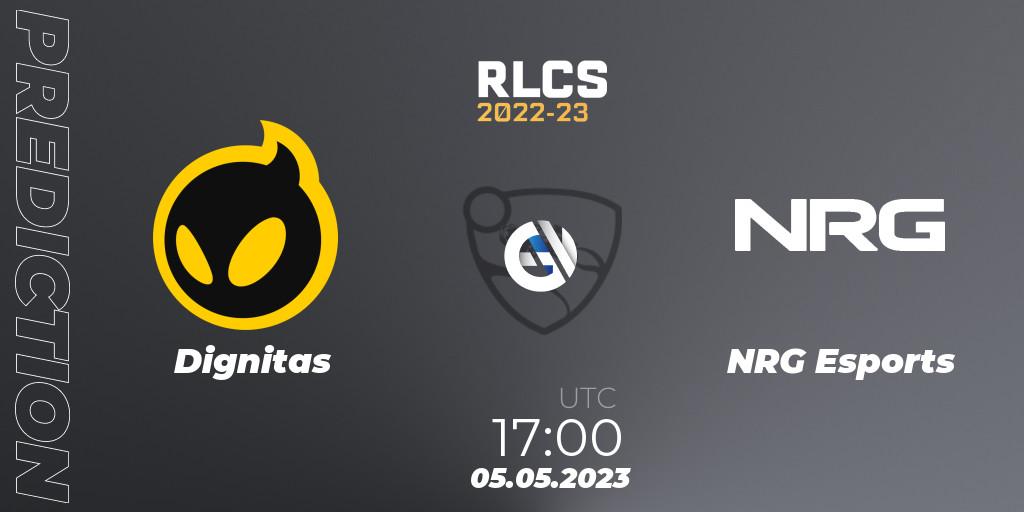 Prognose für das Spiel Dignitas VS NRG Esports. 05.05.23. Rocket League - RLCS 2022-23 - Spring: North America Regional 1 - Spring Open - Playoffs 