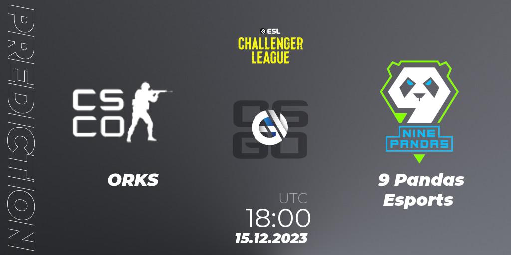 Prognose für das Spiel ORKS VS 9 Pandas Esports. 15.12.2023 at 18:00. Counter-Strike (CS2) - ESL Challenger League Season 46 Relegation: Europe