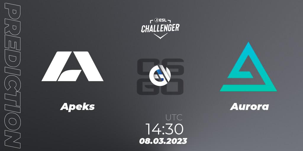 Prognose für das Spiel Apeks VS Aurora. 08.03.23. CS2 (CS:GO) - ESL Challenger Melbourne 2023 Europe Closed Qualifier