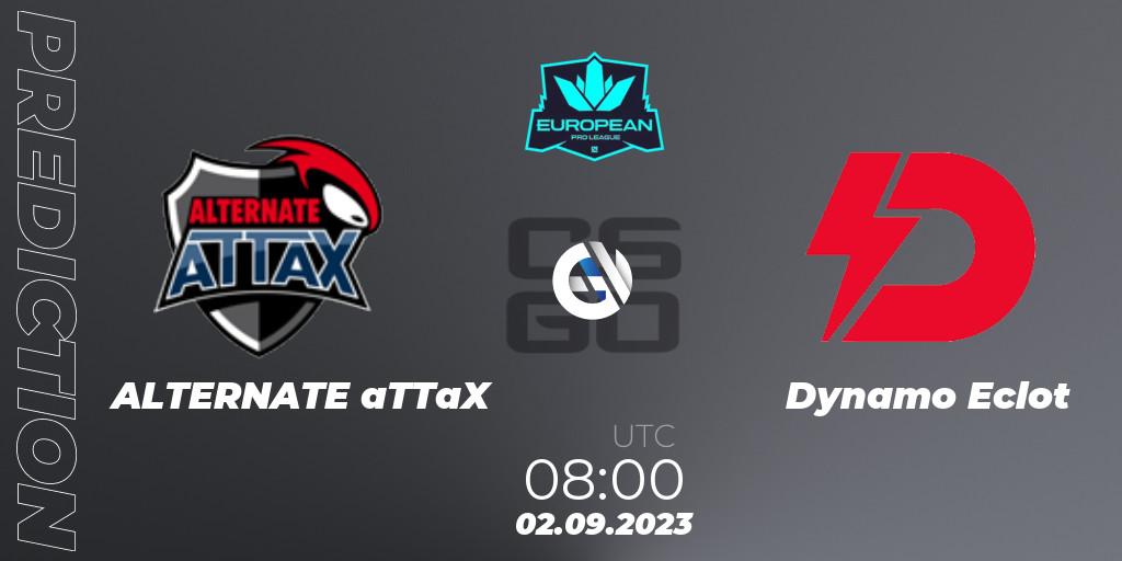 Prognose für das Spiel ALTERNATE aTTaX VS Dynamo Eclot. 02.09.2023 at 08:00. Counter-Strike (CS2) - European Pro League Season 10