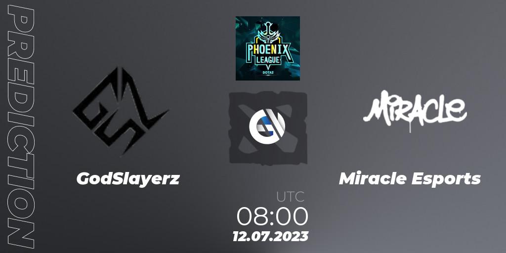 Prognose für das Spiel GodSlayerz VS Miracle Esports. 12.07.2023 at 08:48. Dota 2 - Dota 2 Phoenix League