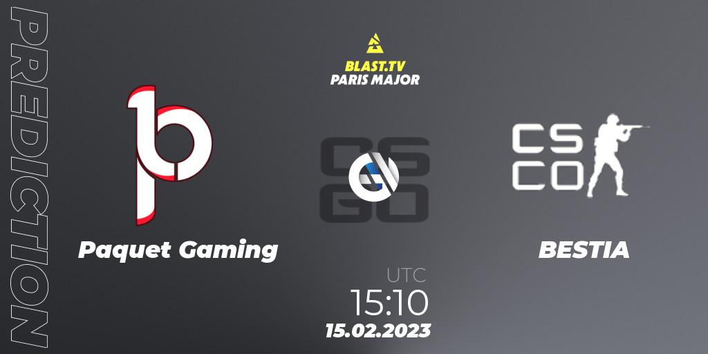 Prognose für das Spiel Paquetá Gaming VS BESTIA. 15.02.23. CS2 (CS:GO) - BLAST.tv Paris Major 2023 South America RMR Open Qualifier