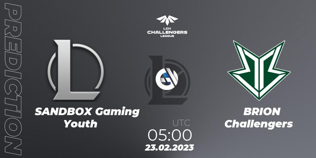Prognose für das Spiel SANDBOX Gaming Youth VS Brion Esports Challengers. 23.02.2023 at 05:00. LoL - LCK Challengers League 2023 Spring