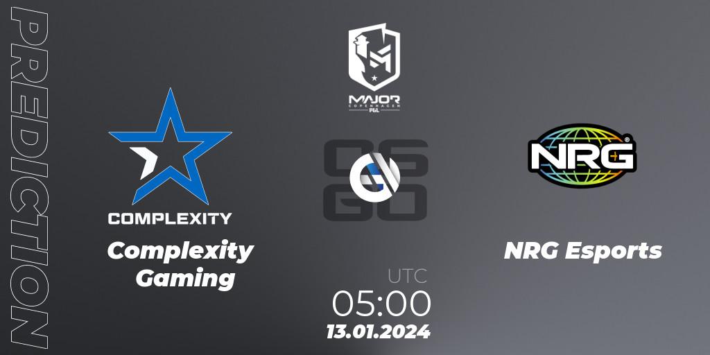 Prognose für das Spiel Complexity Gaming VS NRG Esports. 13.01.2024 at 05:10. Counter-Strike (CS2) - PGL CS2 Major Copenhagen 2024 North America RMR Closed Qualifier