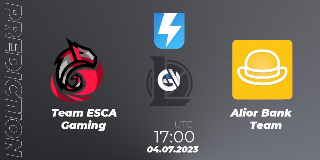 Prognose für das Spiel Team ESCA Gaming VS Alior Bank Team. 27.06.2023 at 16:00. LoL - Ultraliga Season 10 2023 Regular Season