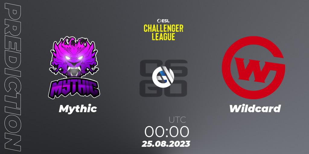 Prognose für das Spiel Mythic VS Wildcard. 25.08.2023 at 00:00. Counter-Strike (CS2) - ESL Challenger League Season 46: North America