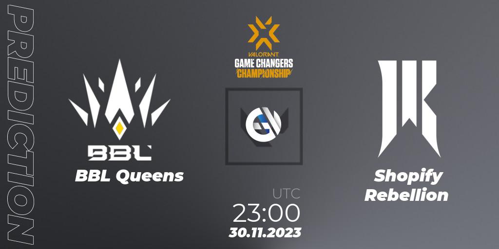 Prognose für das Spiel BBL Queens VS Shopify Rebellion. 30.11.23. VALORANT - VCT 2023: Game Changers Championship