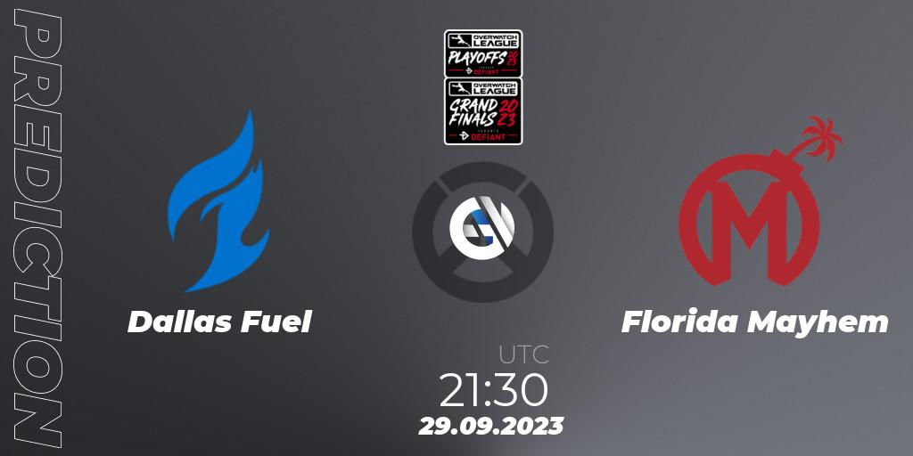Prognose für das Spiel Dallas Fuel VS Florida Mayhem. 29.09.23. Overwatch - Overwatch League 2023 - Playoffs