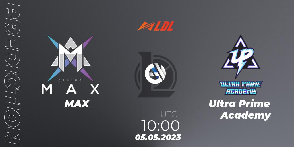 Prognose für das Spiel MAX VS Ultra Prime Academy. 05.05.2023 at 11:00. LoL - LDL 2023 - Regular Season - Stage 2
