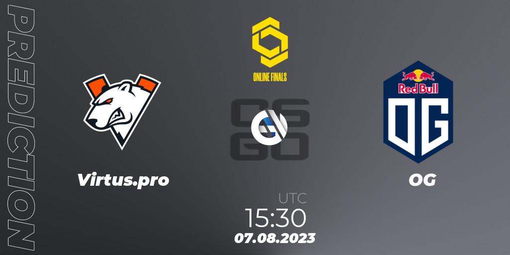 Prognose für das Spiel Virtus.pro VS OG. 07.08.2023 at 15:30. Counter-Strike (CS2) - CCT 2023 Online Finals 2