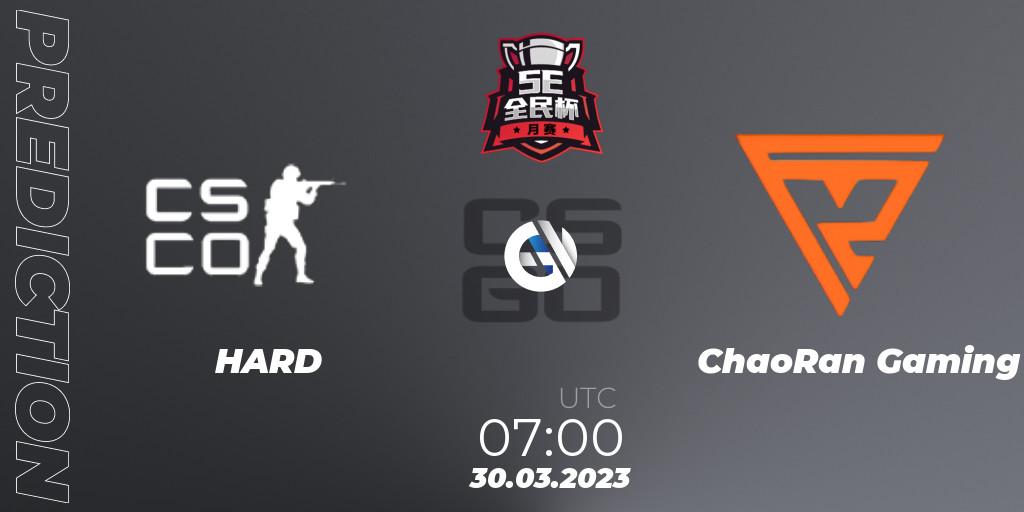 Prognose für das Spiel HARD VS ChaoRan Gaming. 30.03.23. CS2 (CS:GO) - 5E Open Cup: February 2023
