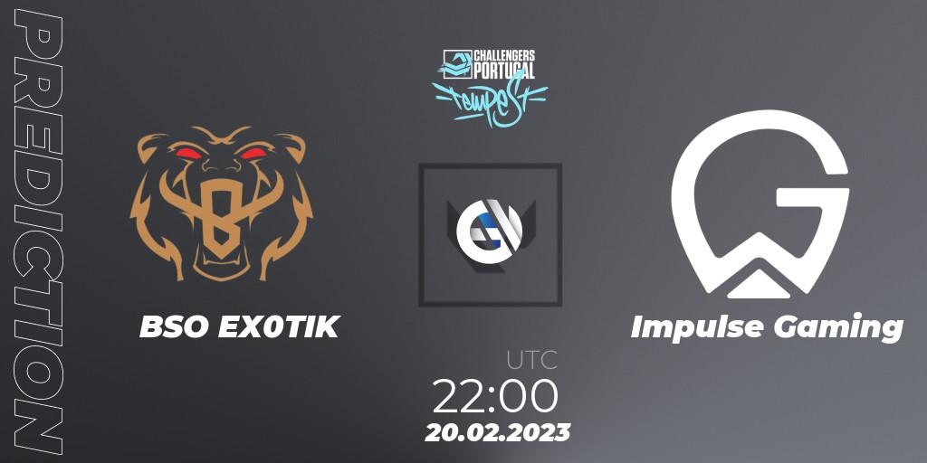 Prognose für das Spiel BSO EX0TIK VS Impulse Gaming. 20.02.23. VALORANT - VALORANT Challengers 2023 Portugal: Tempest Split 1